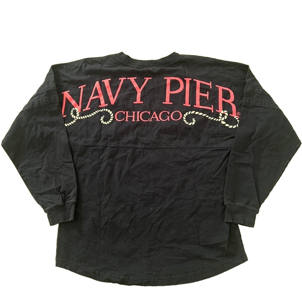 Navy Pier Chicago Shirt‎ Womens Small Navy Blue Long Sleeve Spirit Jersey Style